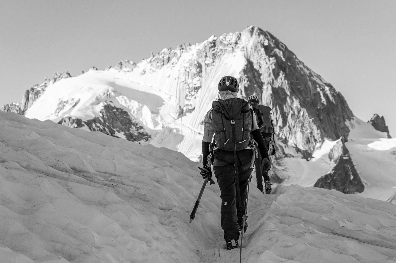 Two mountaineers on a snow-covered mountain