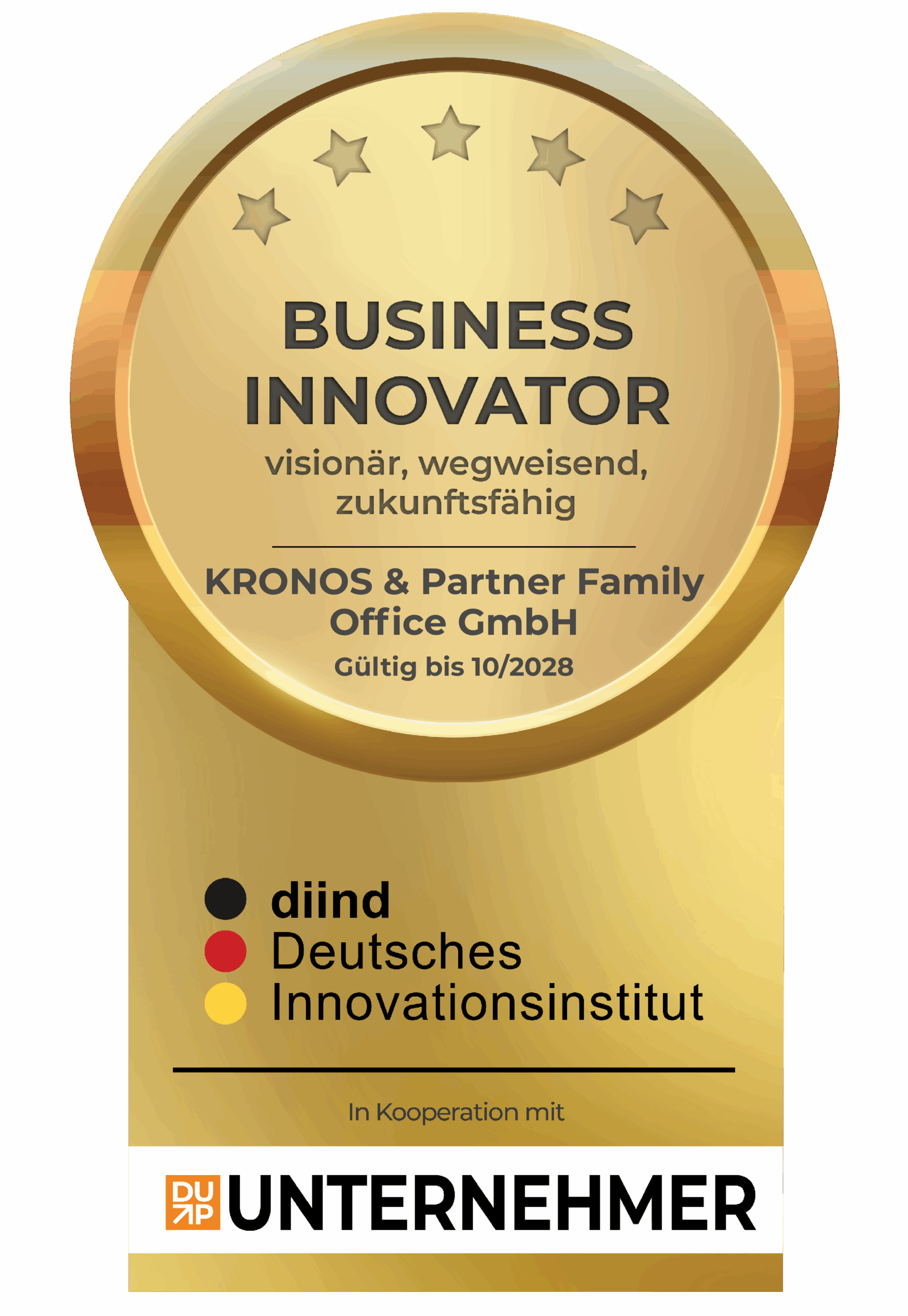 DIIND_SIEGEL_Business_Innovator_KRONOS & Partner Family Office GmbH DIIND Award
